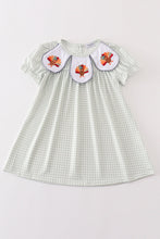Sage turkey embroidery gingham dress - ARIA KIDS