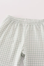 Sage turkey embroidery gingham boy pants set - ARIA KIDS