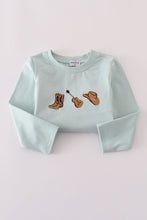 Blue boots embroidery pants set - ARIA KIDS
