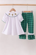 White wreath smocked ruffle pants set - ARIA KIDS