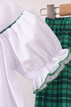 White wreath smocked ruffle pants set - ARIA KIDS
