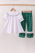 White wreath smocked ruffle pants set - ARIA KIDS