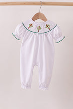White wreath smocked romper - ARIA KIDS
