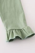 Green cow applique floral print ruffle pants set - ARIA KIDS