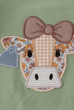 Green cow applique floral print ruffle pants set - ARIA KIDS