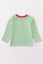Green stripe christmas gingerbread embroidery boy top - ARIA KIDS
