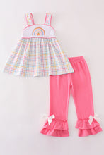 Rainbow pumpkin embroidery plaid girl set - ARIA KIDS