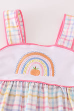 Rainbow pumpkin embroidery plaid girl set - ARIA KIDS