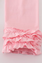 Pink floral bow print ruffle pants set - ARIA KIDS