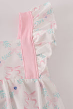 Pink floral bow print ruffle bubble - ARIA KIDS