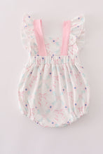 Pink floral bow print ruffle bubble - ARIA KIDS
