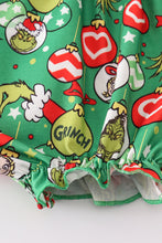 Green grinch print girl ruffle bubble - ARIA KIDS