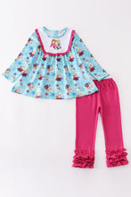 Blue princess embroidery ruffle girl set - ARIA KIDS