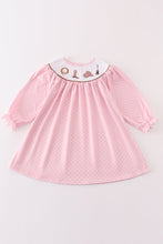 Pink dot smocked western embroidery girl dress - ARIA KIDS