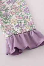 Purple floral print ruffle dress - ARIA KIDS