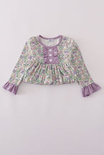 Purple floral print ruffle dress - ARIA KIDS