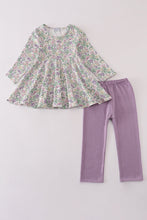 Purple floral print pants set - ARIA KIDS