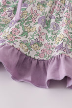 Purple floral print ruffle bloomer set - ARIA KIDS