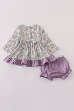 Purple floral print ruffle bloomer set - ARIA KIDS
