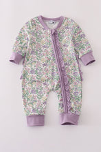Purple floral print ruffle romper - ARIA KIDS