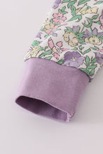 Purple floral print ruffle romper - ARIA KIDS