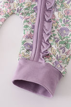 Purple floral print ruffle romper - ARIA KIDS