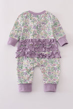 Purple floral print ruffle romper - ARIA KIDS