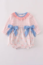 Pink floral print ruffle bow bubble - ARIA KIDS