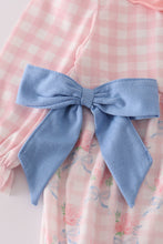 Pink floral print ruffle bow bubble - ARIA KIDS