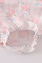 Pink floral print ruffle bow bubble - ARIA KIDS
