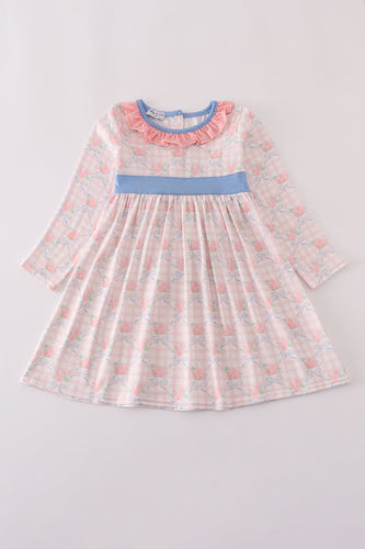Pink floral print ruffle dress - ARIA KIDS