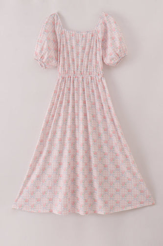 Pink floral print mom dress - ARIA KIDS