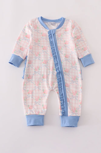 Pink floral print ruffle romper - ARIA KIDS