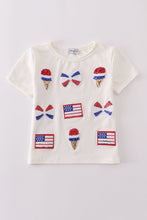 Flag bow ice-cream sequin mom&me top - ARIA KIDS