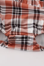 Rust plaid girl ruffle bubble - ARIA KIDS