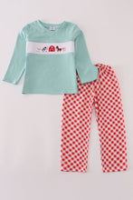 Red farm smocked pants set - ARIA KIDS