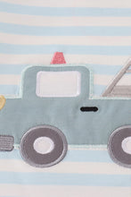 Blue crane applique stripe top - ARIA KIDS