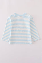 Blue crane applique stripe top - ARIA KIDS