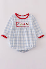 Blue farm embroidery plaid bubble - ARIA KIDS