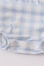 Blue farm embroidery plaid bubble - ARIA KIDS