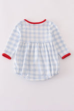 Blue farm embroidery plaid bubble - ARIA KIDS