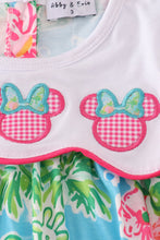 Green floral character applique dress - ARIA KIDS