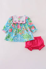 Green floral character applique bloomer set - ARIA KIDS