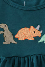 Blue dinosaur embroidery plaid ruffle pants set - ARIA KIDS