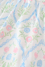 Pink blue floral print girl set - ARIA KIDS