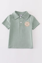 Sage sand dollar embroidery boy shirt - ARIA KIDS