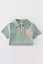 Sage sand dollar embroidery boy shirt - ARIA KIDS