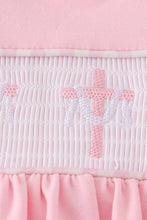 Pink easter cross embroidery smocked girl set - ARIA KIDS