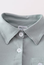 Blue crab embroidery boy button down shirt - ARIA KIDS