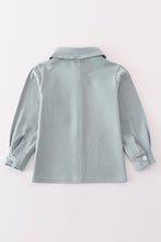 Blue crab embroidery boy button down shirt - ARIA KIDS
